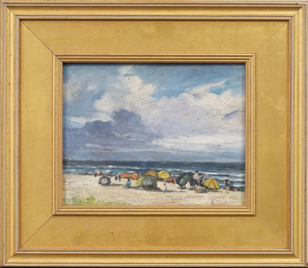 Vintage American Impressionist Beach Scene Signed Original Oil Painting sold by Curated Gallery Auctions, lot 475 — auction record photograph