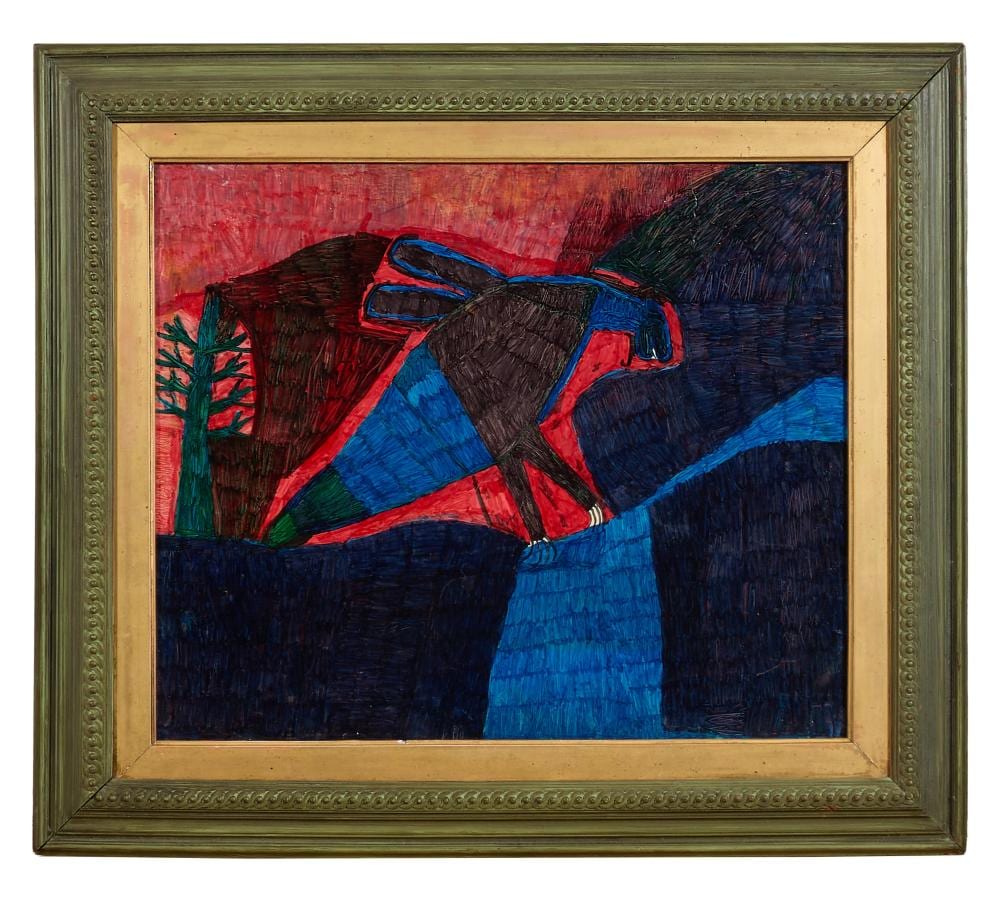 Willie White comparable auction result: willie white american mississippi louisiana 1908 2000 untitled blue bird h 21 1 2 in w 25 3 4 in framed h 30 1 2 in w 35 in