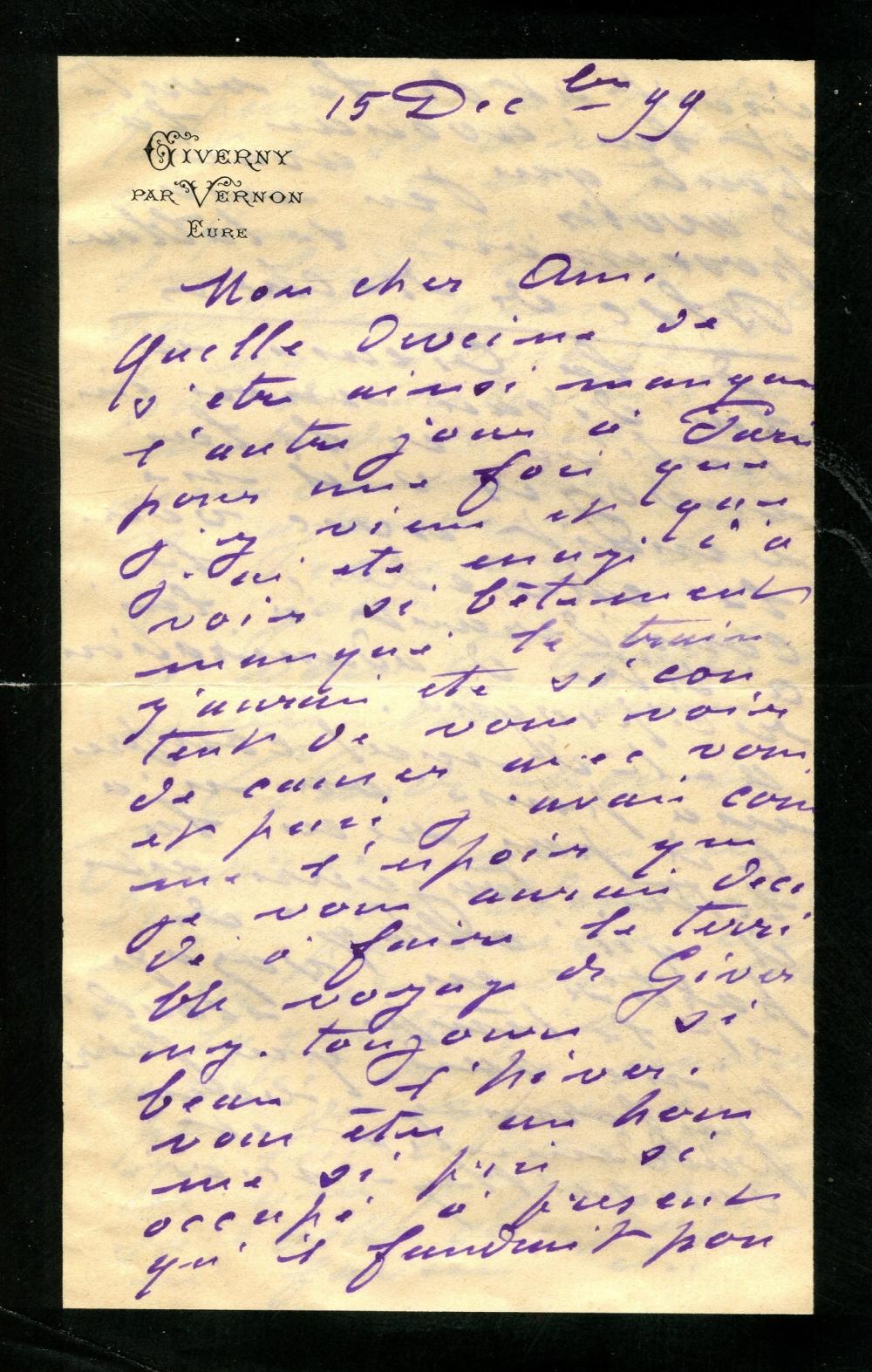 MONET CLAUDE: (1840-1926) Monet on painting in London and gifting Clemenceau ´ Le Bloc´, today part of the British Royal Collection sold by International Autograph Auctions Europe, S.L., lot 842 — auction record photograph
