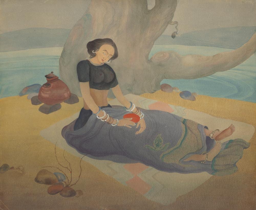 Abdur Rahman Chughtai comparable auction result: abdur rahman chughtai 1894 1975 chaitanya s wife watercolor on paper18