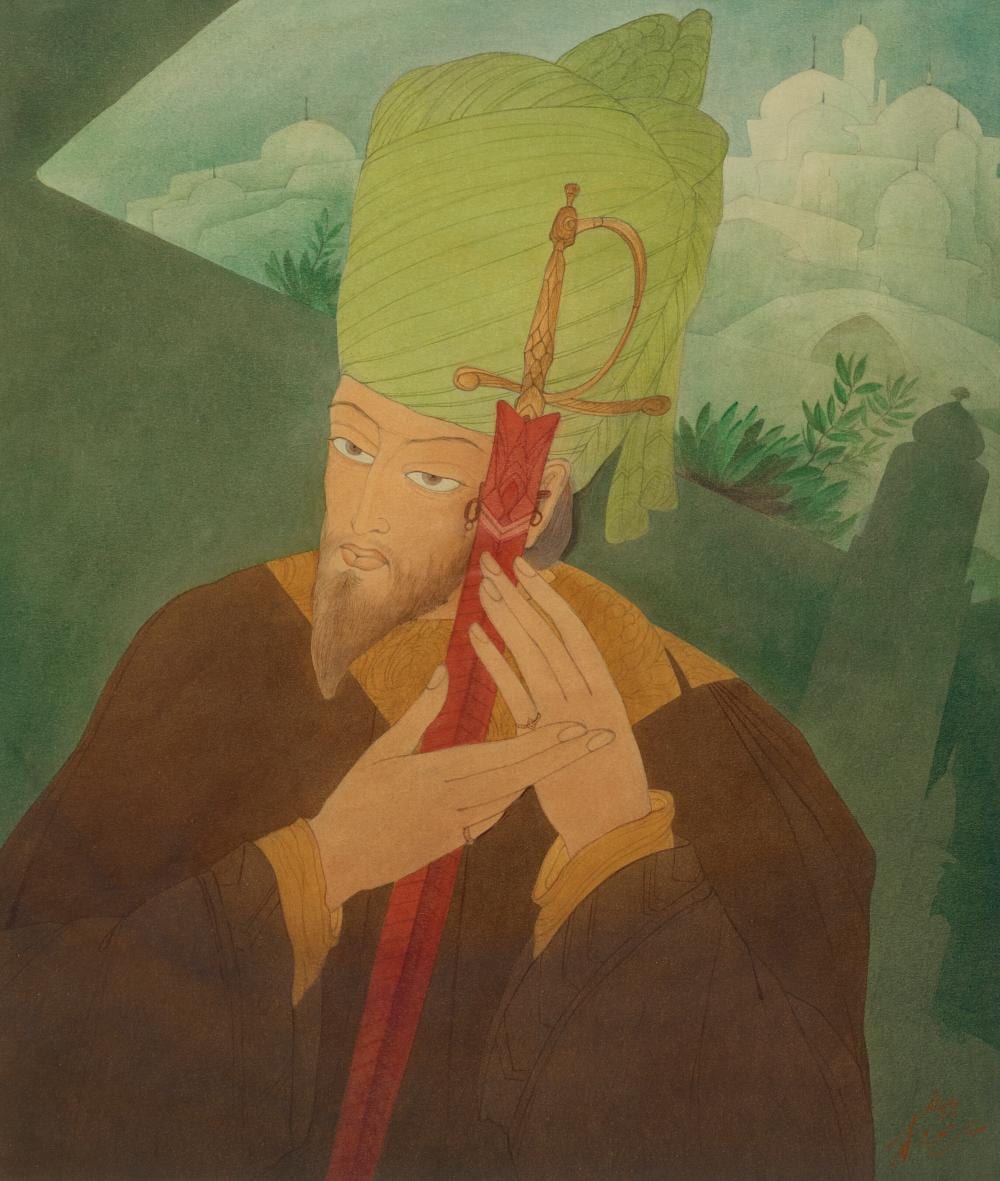 Abdur Rahman Chughtai comparable auction result: abdur rahman chughtai 1894 1975 untitled amir timur watercolor on pap