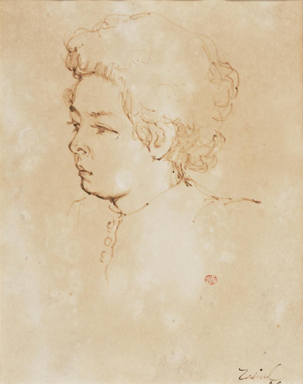 Zainul Abedin comparable auction result: zainul abedin 1917 1976 untitled portrait of a boy mexico ink on pap