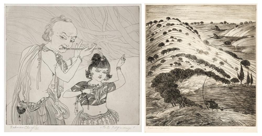 Abdur Rahman Chughtai comparable auction result: abdur rahman chughtai 1894 1975 to the pilgrimage fishing day aquatint