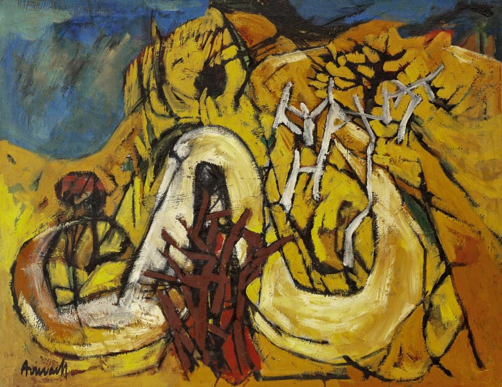 Avinash Chandra comparable auction result: avinash chandra 1931 1991 untitled journeys oil on canvas27 7 8 x 35
