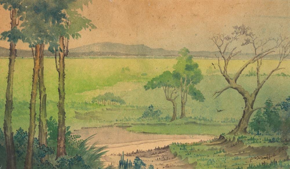 Gopal Ghose comparable auction result: gopal ghose 1913 1980 untitled pastoral landscape watercolor and ink