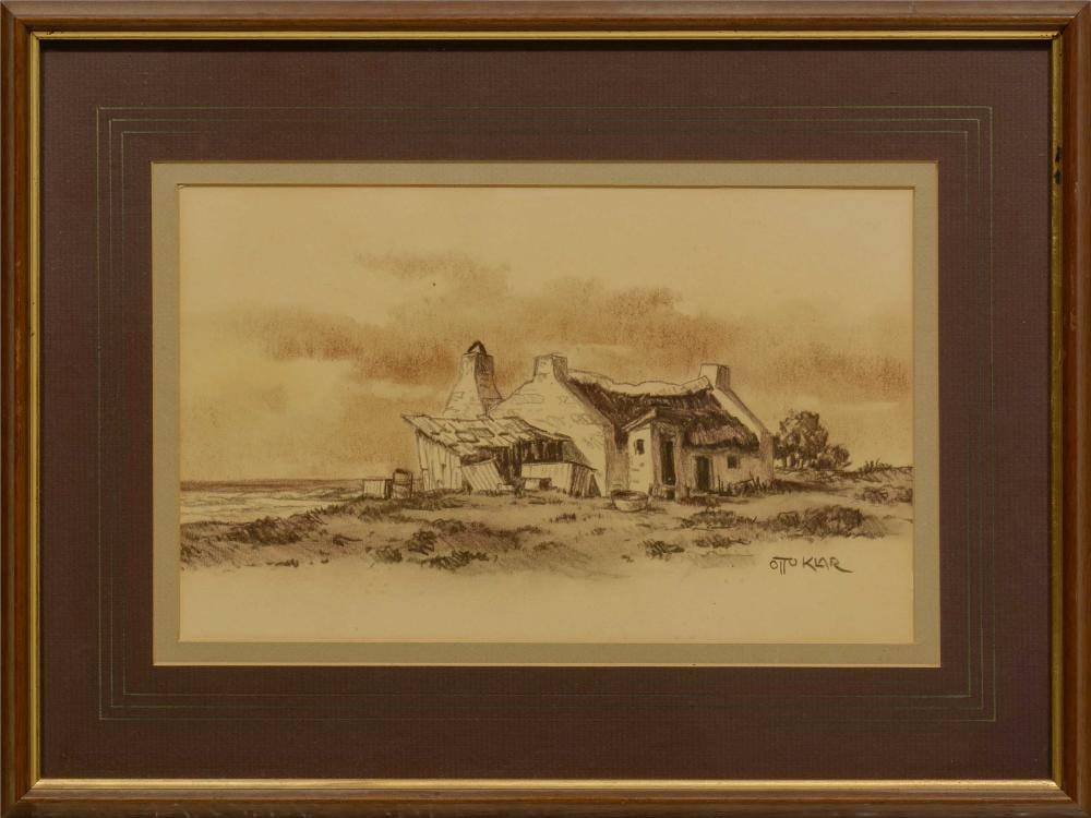 Otto Klar comparable auction result: otto klar sa 1908 1994 charcoal coastal cottage signed 20 x 32