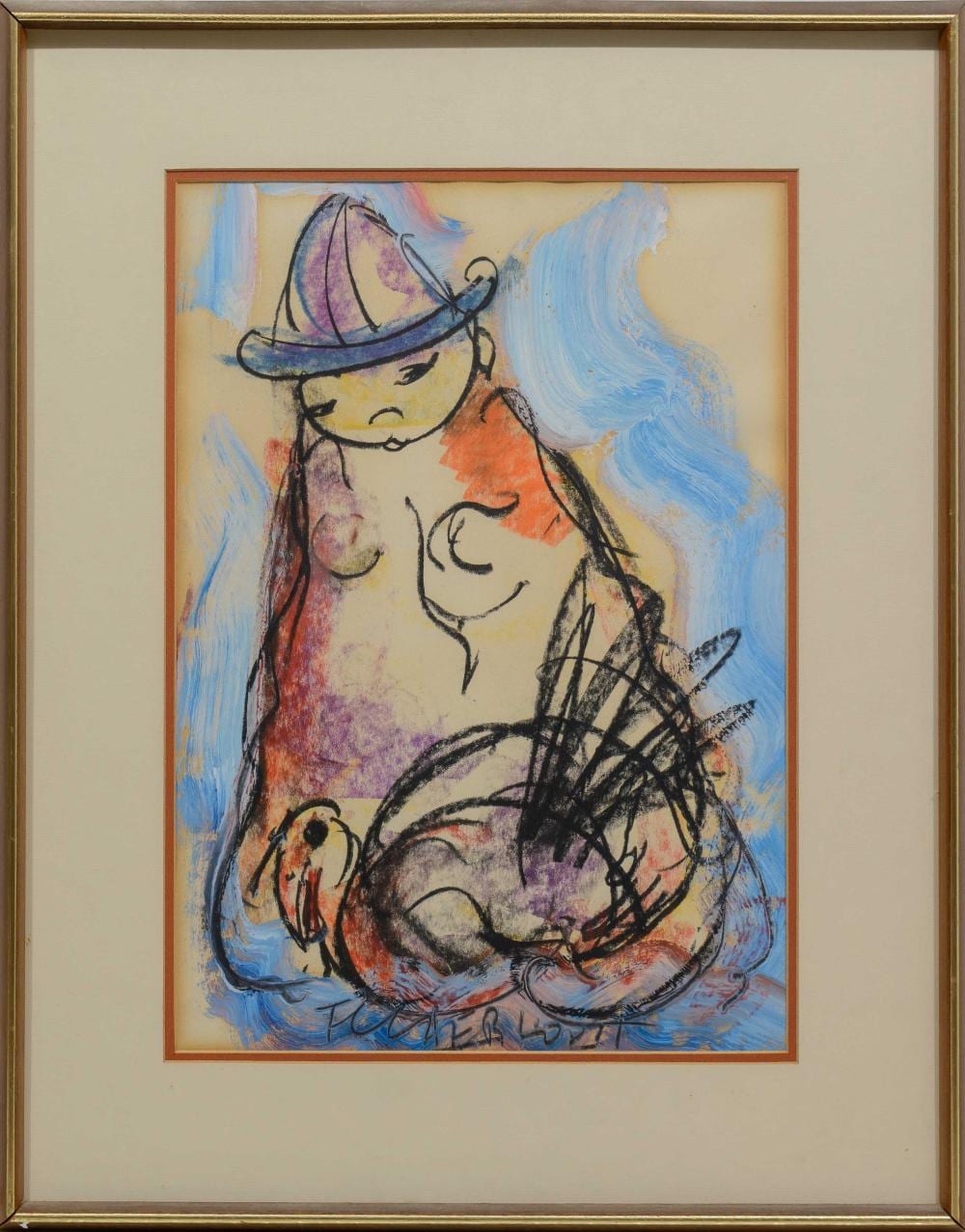 Frans Claerhout comparable auction result: frans claerhout sa 1919 2006 mixed media man with chicken signed 42 x 30