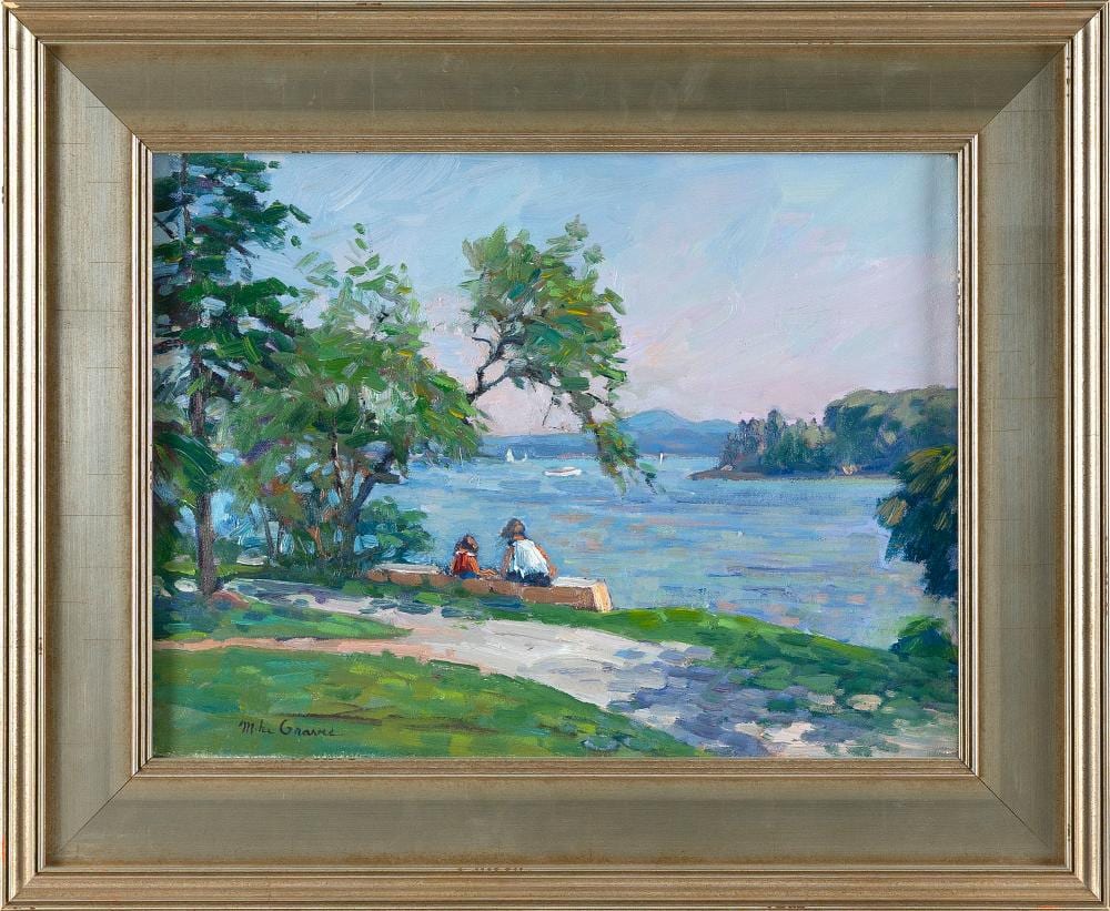 Michael (1954) David comparable auction result: michael mike graves massachusetts 1952 figures by a mountain lake oil on canvas 12 x 16 framed 17 x 21