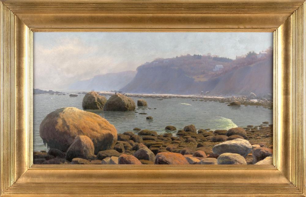 Joseph McGurl comparable auction result: joseph mcgurl massachusetts 1958 the cliffs at manomet oil on canvas 20 x 36 framed 29 x 45