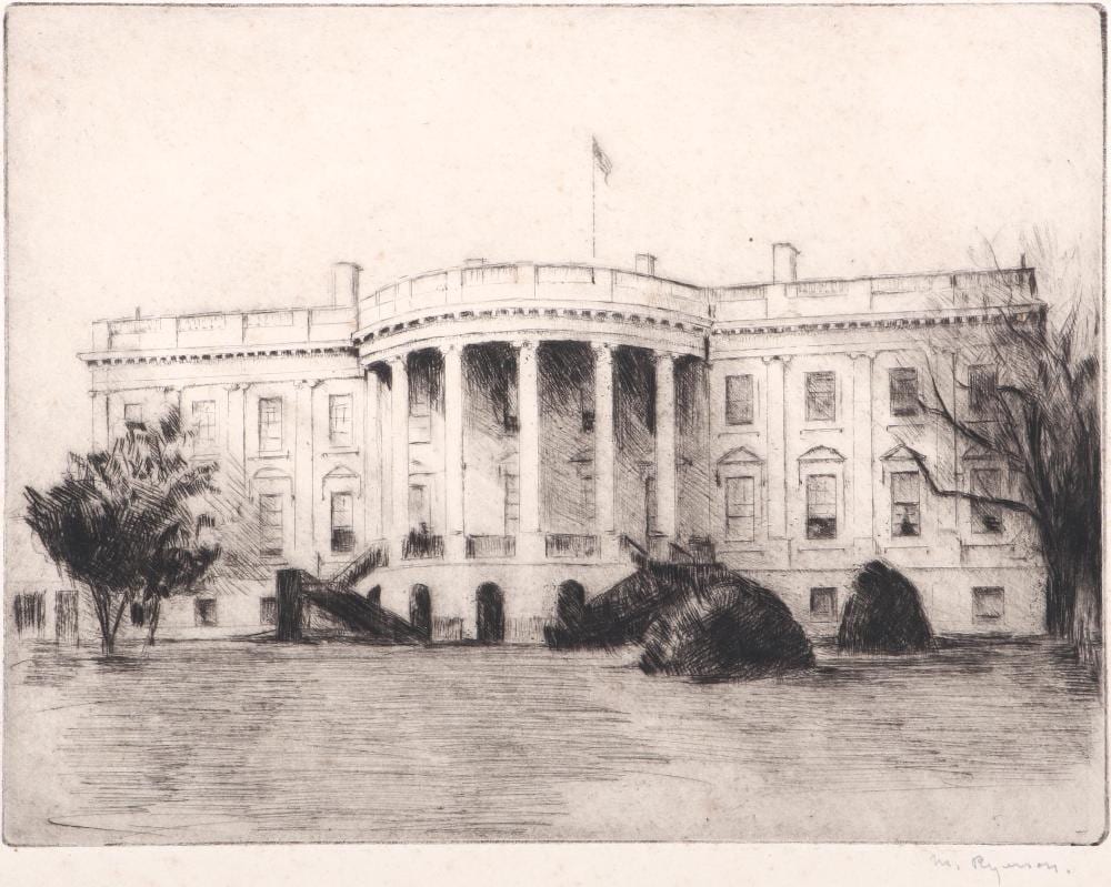 Margery Austen Ryerson comparable auction result: margery austen ryerson american 1886 1989 the white house drypoint