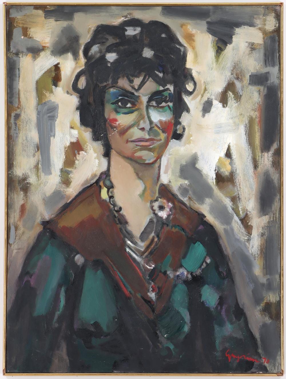 Marcos Grigorian comparable auction result: marcos grigorian iranian 1925 2007 portrait of lucik melikian 1970 oil on canvas