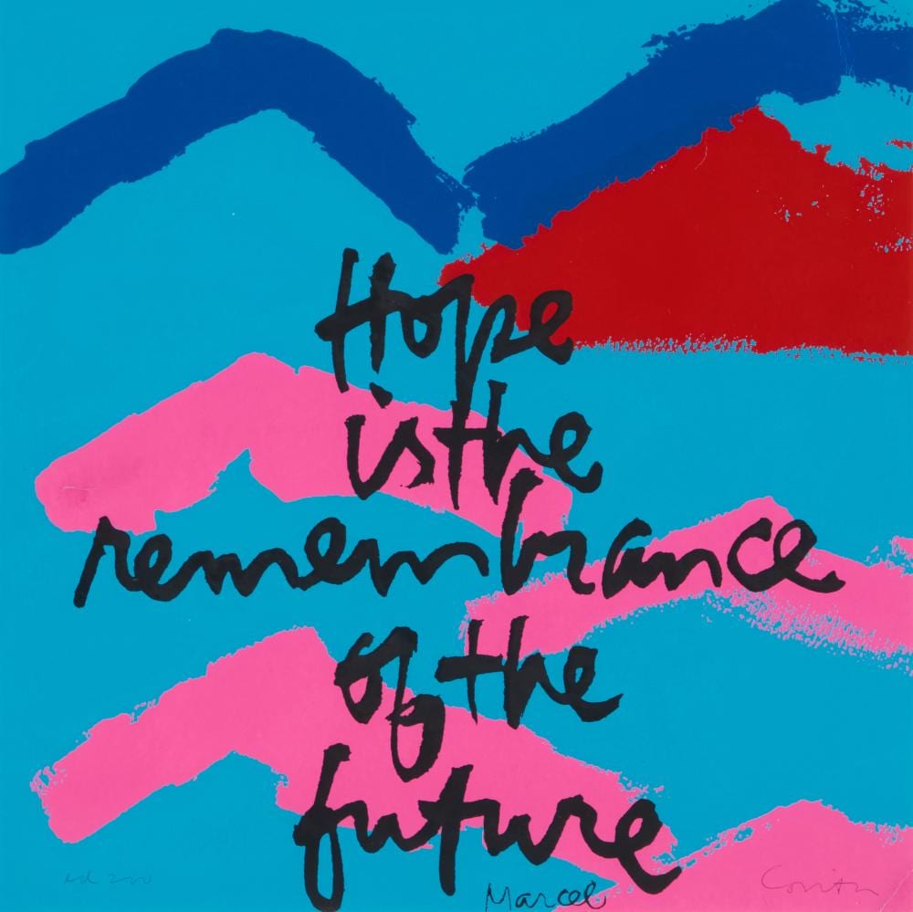 corita sister mary kent 1918 1986 hope is the remembrance of the future 1978 · John Moran Auctioneers · 2026-03-24 Mary Corita Kent comparable auction result: corita sister mary kent 1918 1986 hope is the remembrance of the future 1978