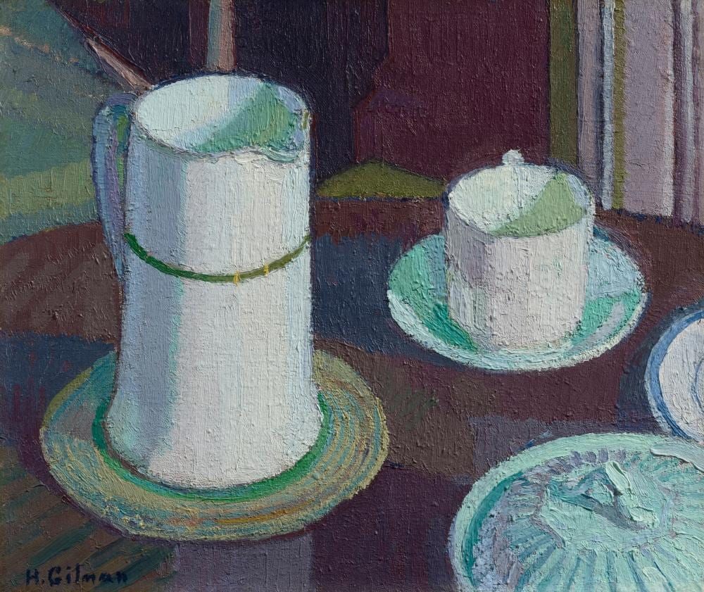 harold gilman 1876 1919 still life of a white cup saucer and jug on a t · Christie's · 2026-03-18 Harold Gilman comparable auction result: harold gilman 1876 1919 still life of a white cup saucer and jug on a t
