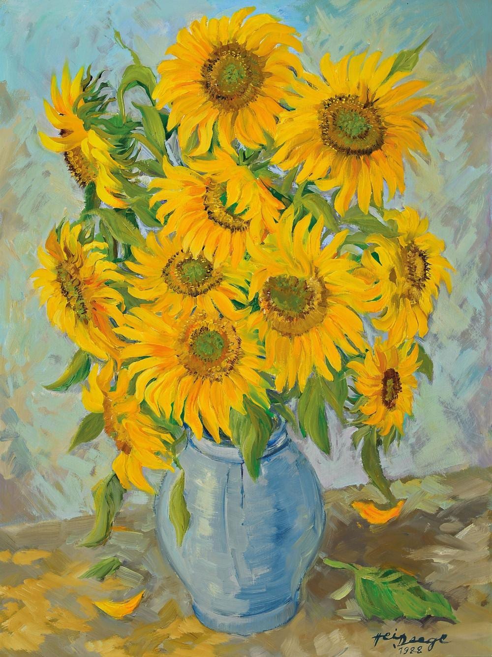 Heiner Deege comparable auction result: heiner deege 1920 2007 sunflower still life 1988 signed