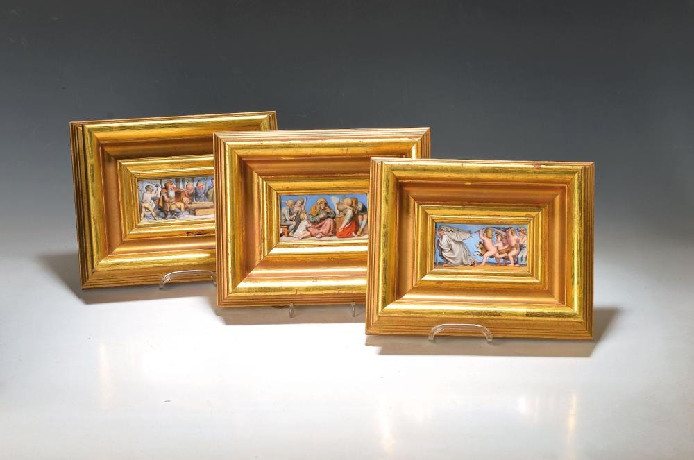 Lajos Márk comparable auction result: 7 porcelain picture plates based on paintings by ludwig