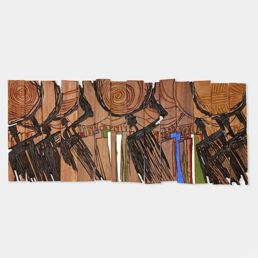 El Dela Anatsui comparable auction result: el anatsui ghanaian born 1944 load bearers series n 4 1988 in 14 panels