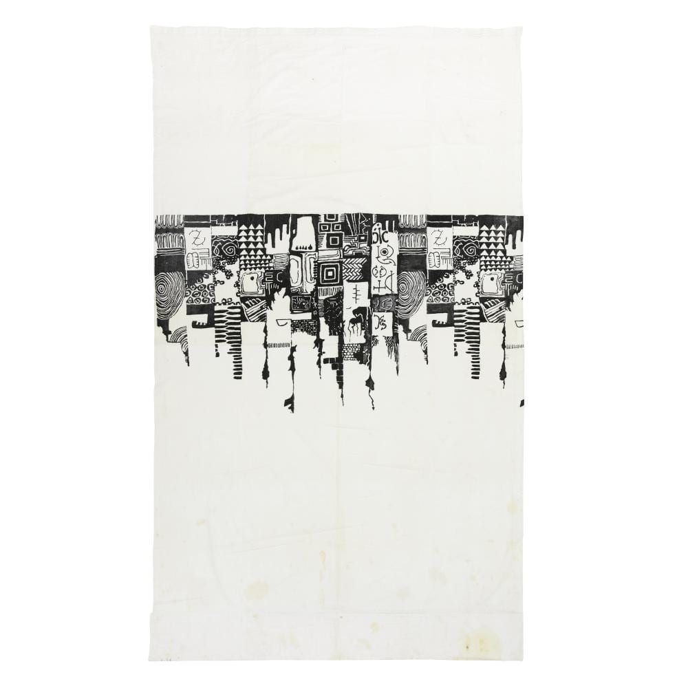 El Dela Anatsui comparable auction result: el anatsui ghanaian born 1944 curtain black unframed