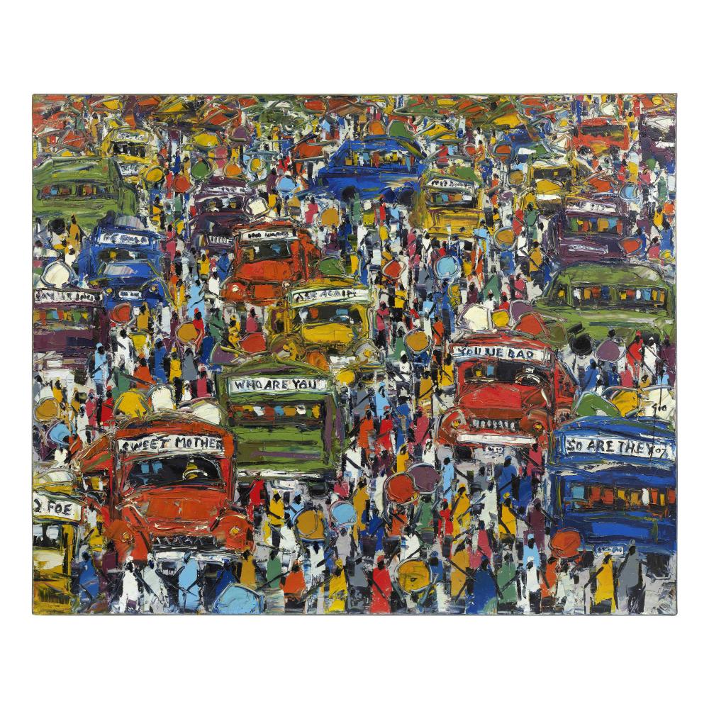 Ablade Glover comparable auction result: ablade glover ghanaian born 1934 lorry station 2 unframed