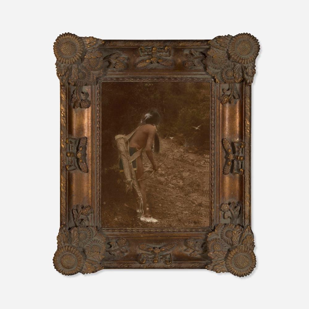 Carl Moon comparable auction result: carl moon the hunter in exceptional arts crafts frame