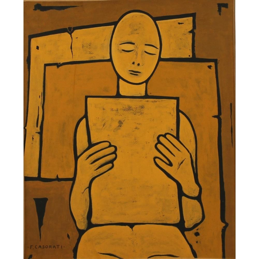 Felice Casorati comparable auction result: felice casorati 1883 1963 uomo che legge