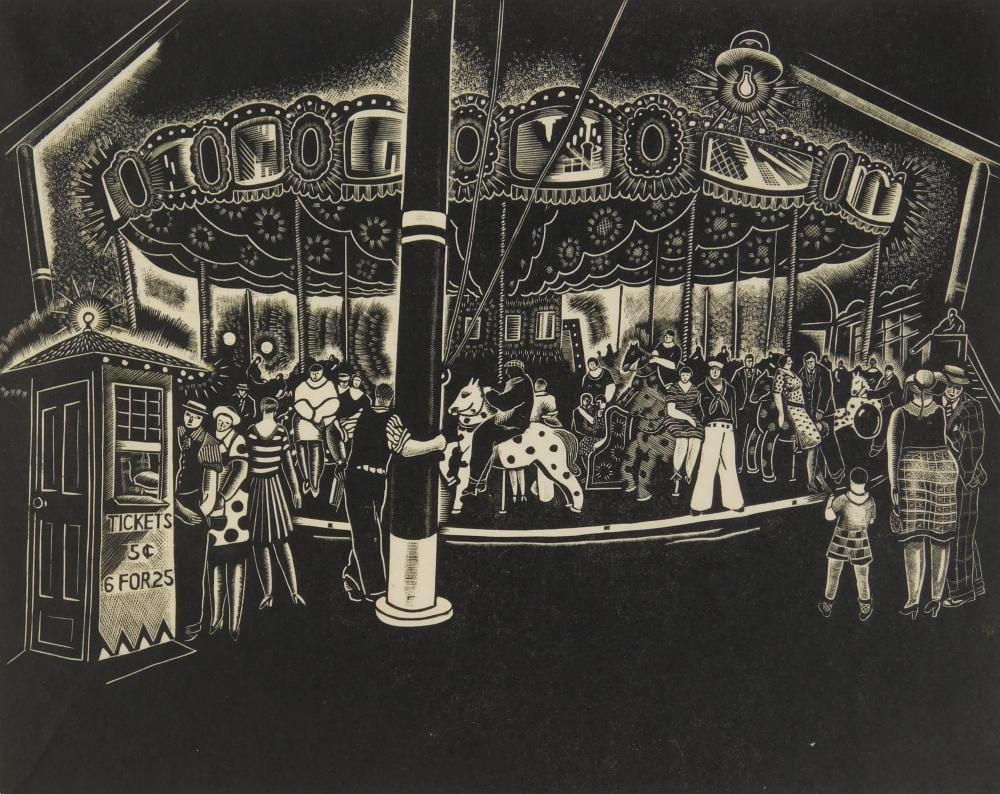 Angelo Pinto comparable auction result: angelo pinto american 1908 1994 woodcut