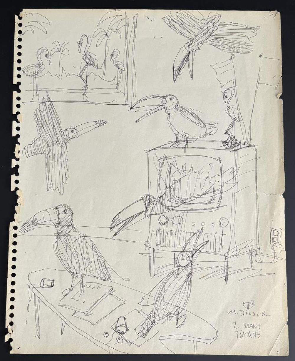 Monte Dolack comparable auction result: monte dolack 2 many tucans montana drawing