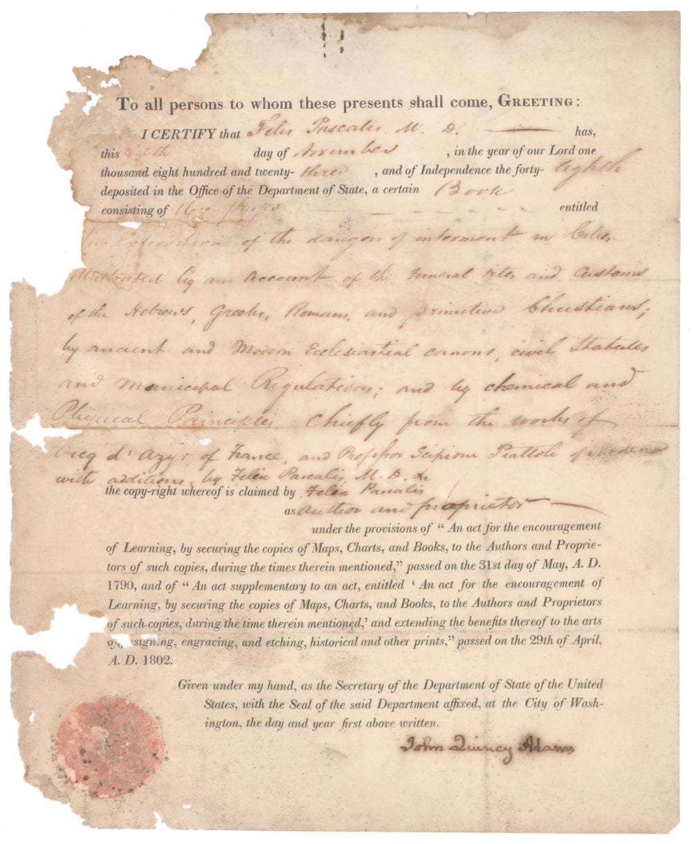 John Quincy Adams comparable auction result: john quincy adams
