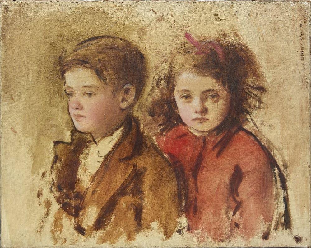 Jehan Emile Daly comparable auction result: jehan daly two works including portrait of two children