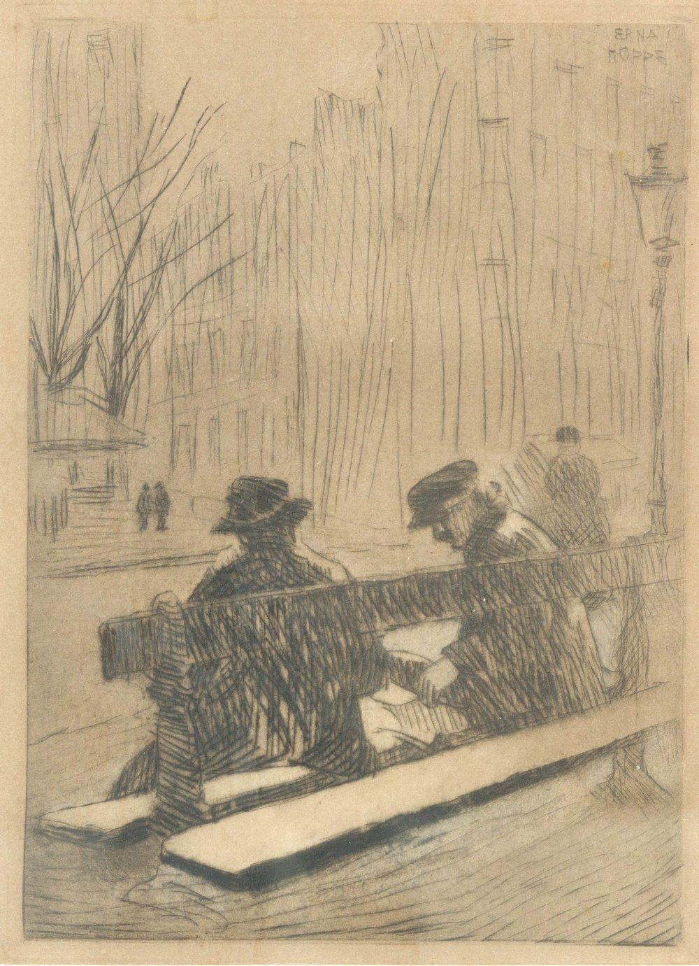 Erna Hoppe Kinross comparable auction result: erna hoppe kinross three works including two men on a bench