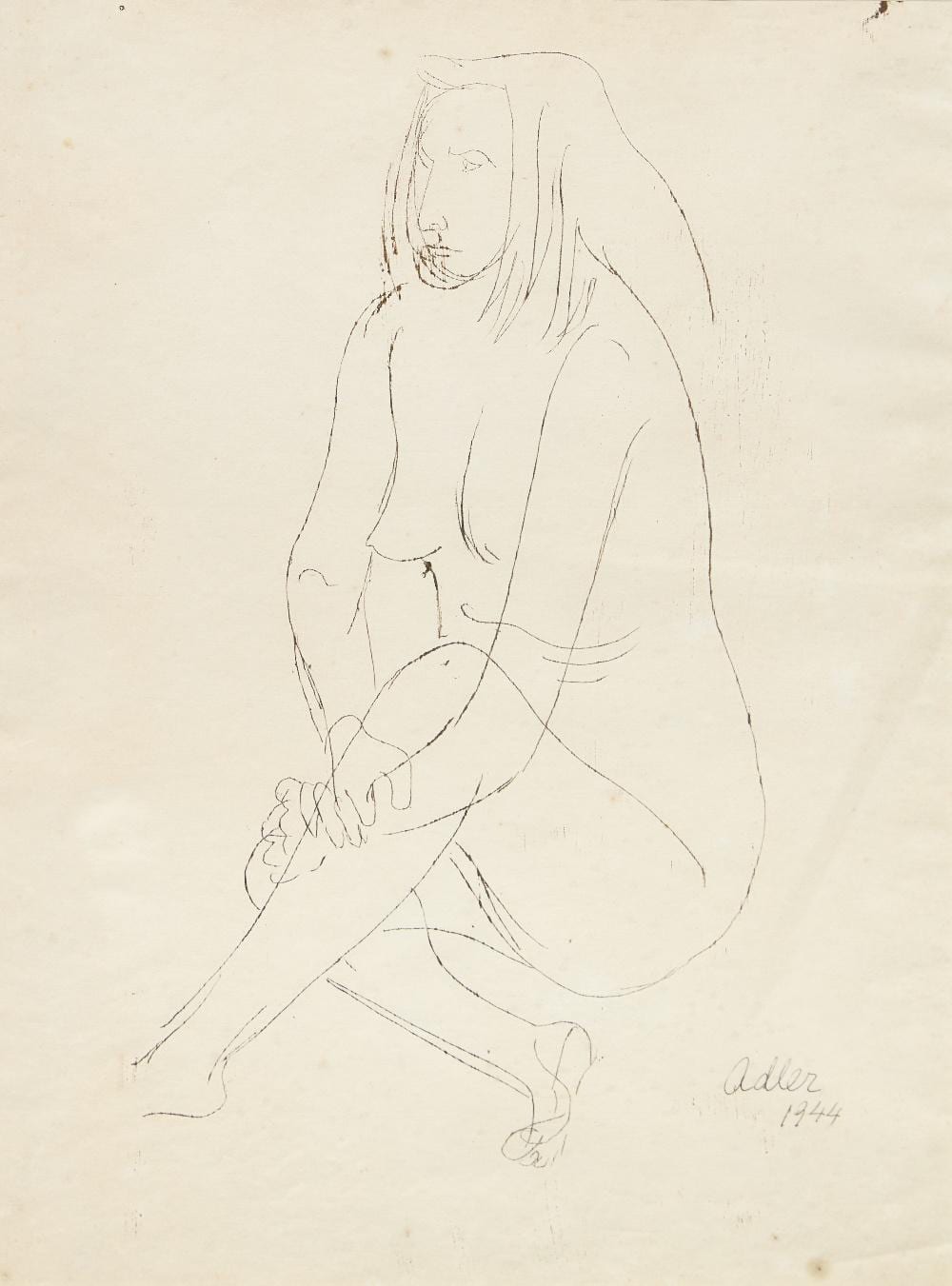 Jankel Adler comparable auction result: jankel adler seated figure 1944