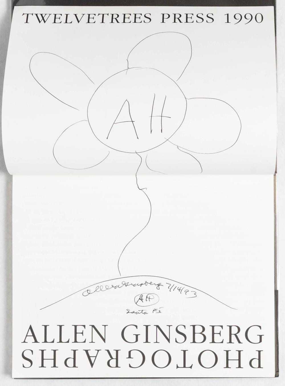 Allen Ginsberg comparable auction result: allen ginsberg photographs signed 1990 1st ed with large 2 page flower drawing