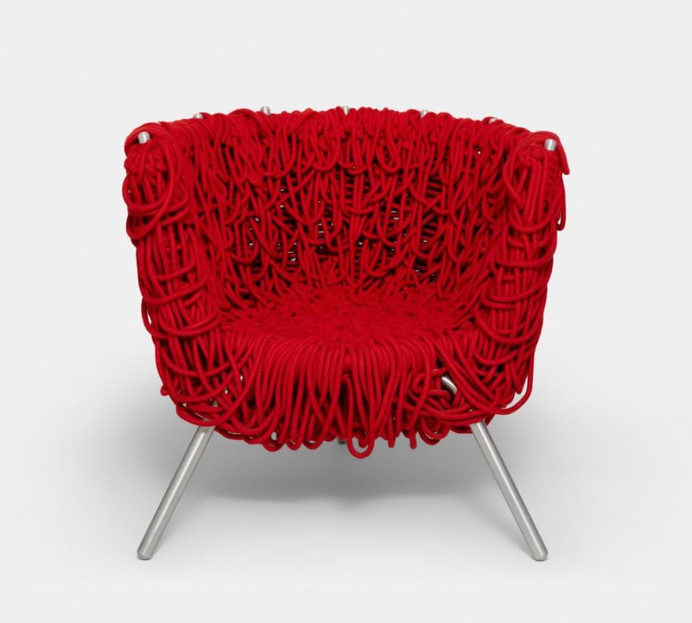 Campana Brothers comparable auction result: fernando campana brazil 1961 and humberto campana brazil 1953 for edra vermelha chair metal and dyed cotton in good condition with marks of use