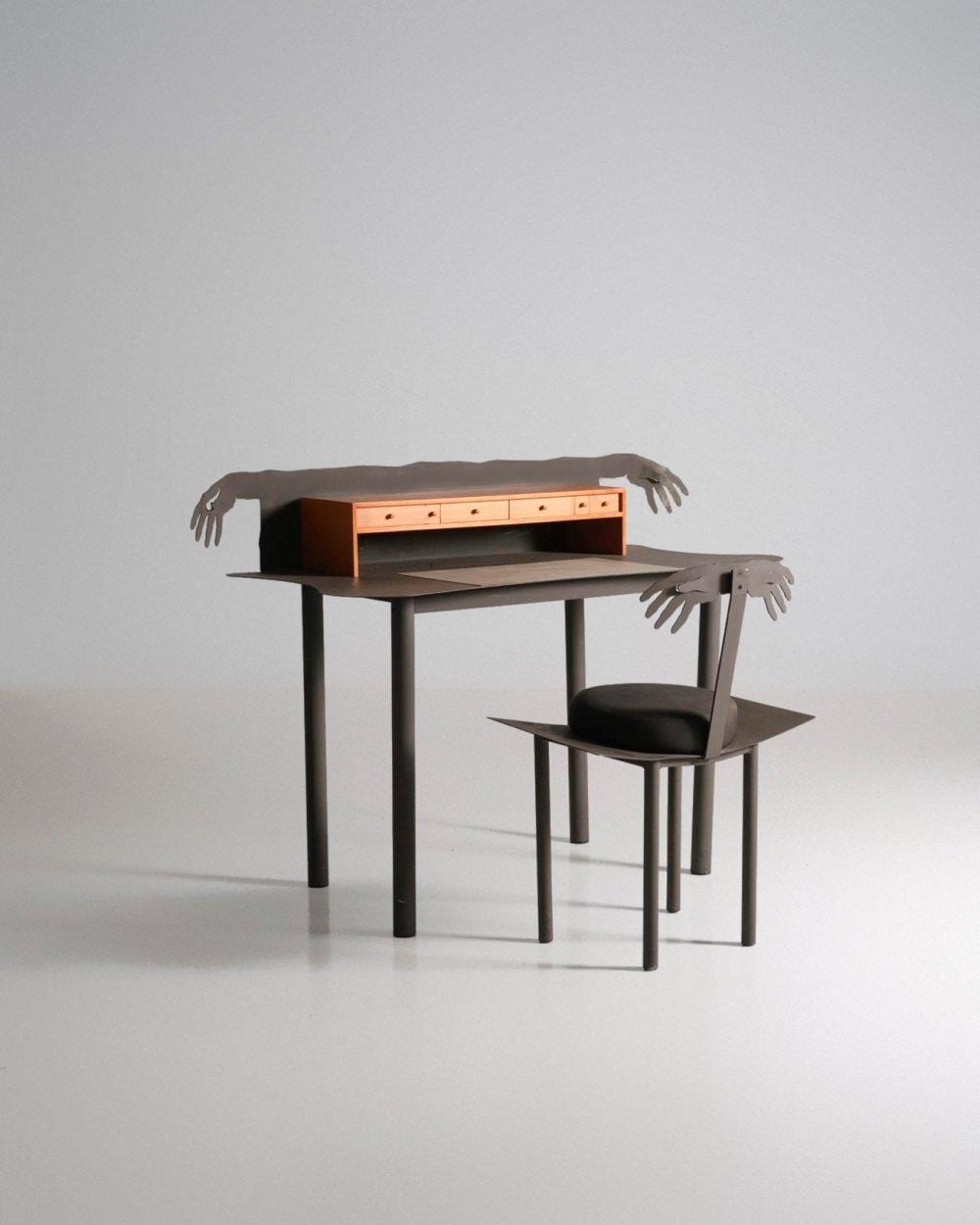 Andrés Nagel comparable auction result: andr s nagel san sebasti n 1947 for akaba set of desk and chair entremanos 1983 metal and beech veneered wood indivisible set condition 8 10