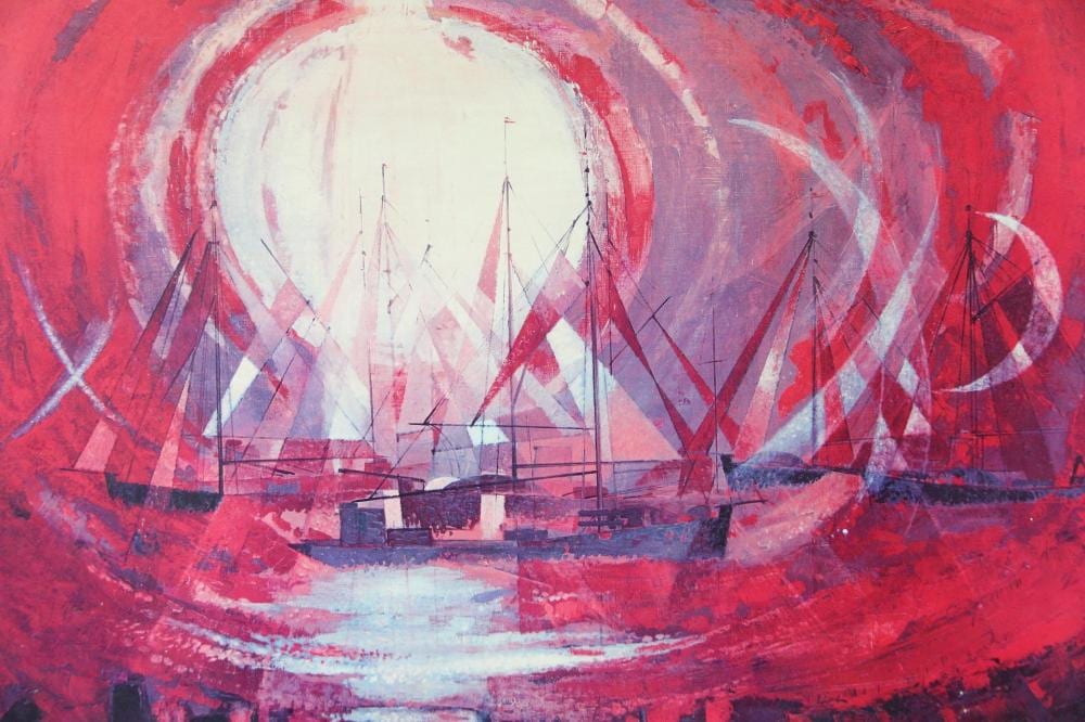 Carlo Rosberg comparable auction result: carlo rosberg sun prisms sailboats danish modern print