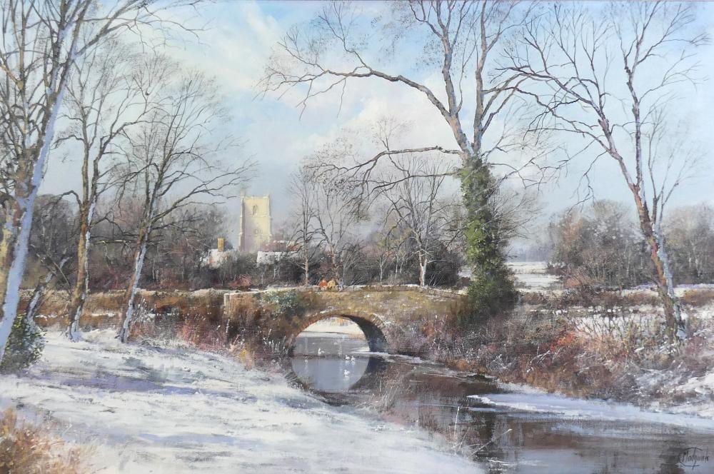 Clive Madgwick comparable auction result: clive madgwick 1934 2005 suffolk winter landscape oil on canvas signed lower right 50 x 75cm with studio stamp and phoenix gallery of lavenham label to rear of frame