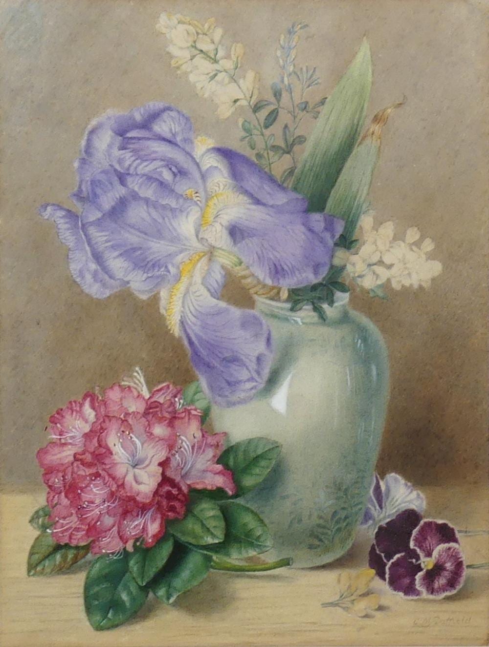 Mary Elizabeth Duffield comparable auction result: mary elizabeth duffield 1819 1914 still life with flowers in a green vase watercolour signed lower right 30 x 23cm