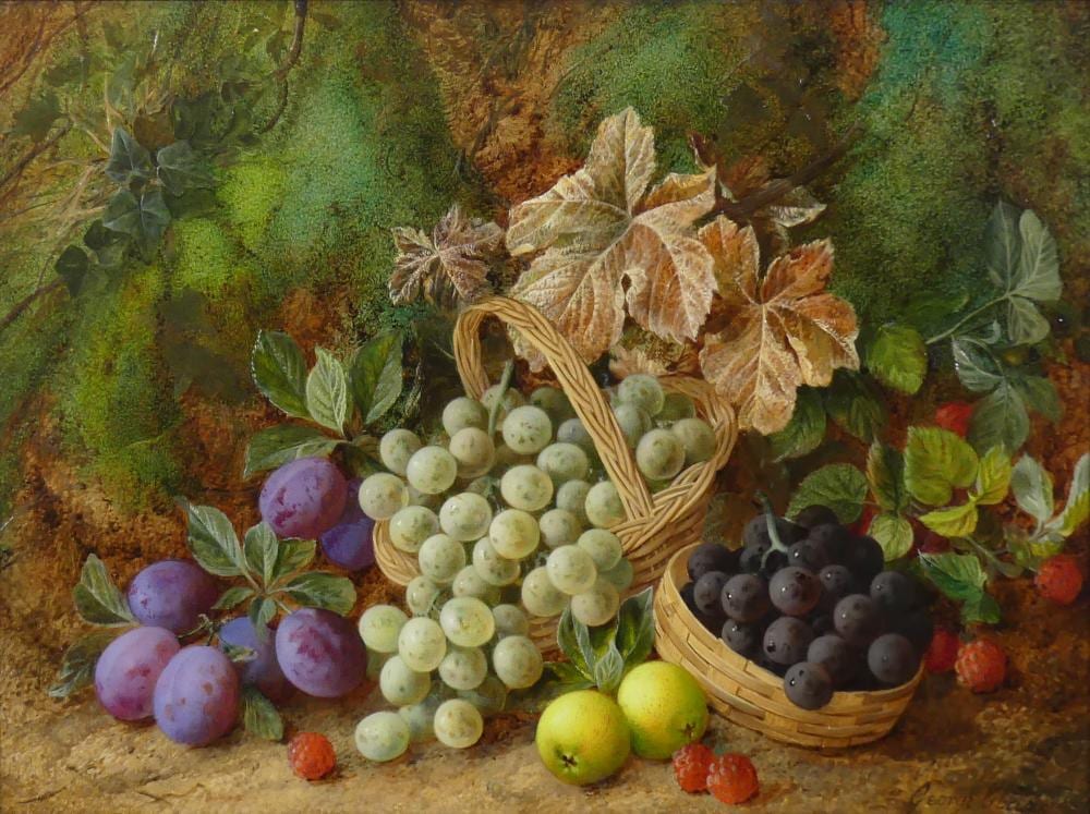 George Clare comparable auction result: george clare 1835 1890 still life with apples plums grapes and raspberries oil on canvas signed lower right 45 x 60cm with fine art of oakham ltd gallery label verso