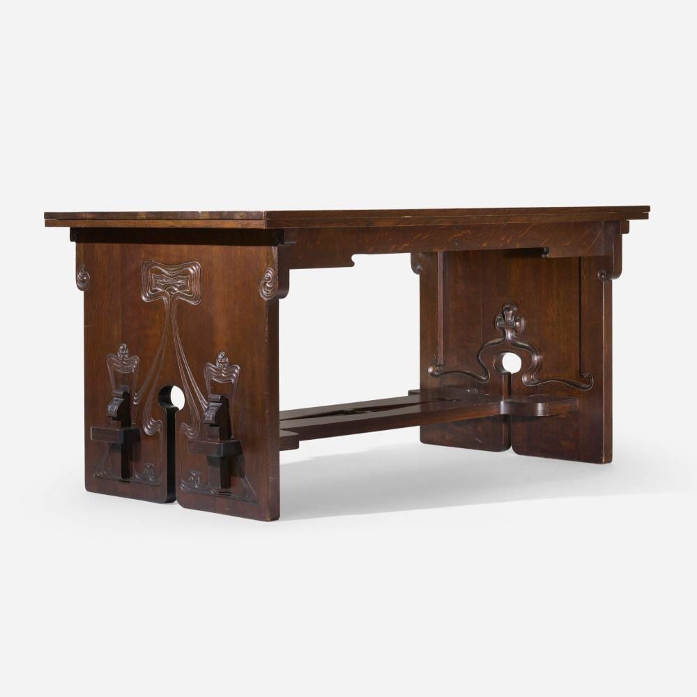 Charles Rohlfs comparable auction result: charles rohlfs important library table