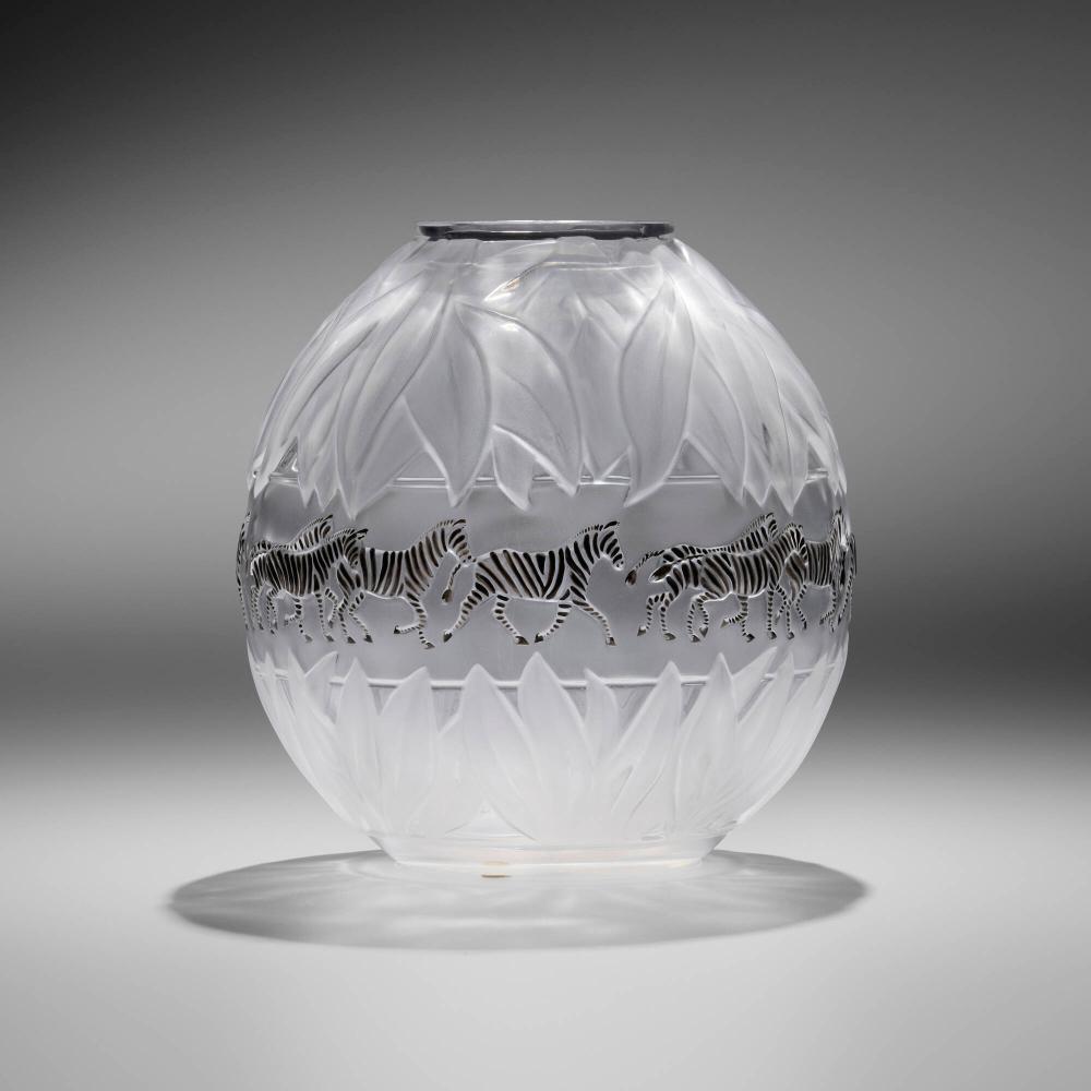 Marie-Claude Lalique comparable auction result: marie claude lalique tanzania zebra vase