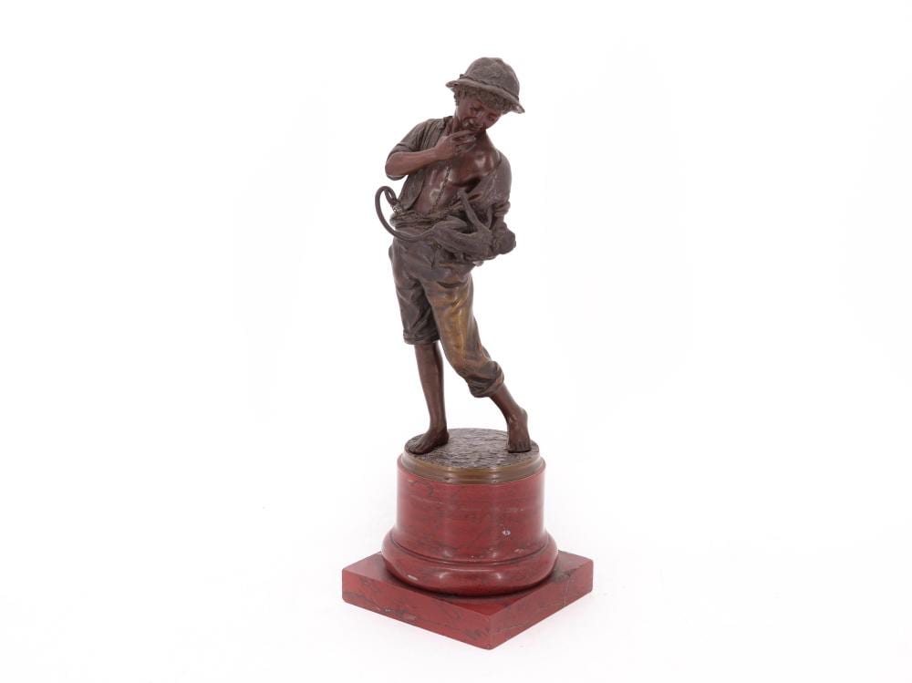 Carl Theodor Wegener comparable auction result: carl theodor wegener 1862 1935 bronze sculpture boy with monkey dated 1894