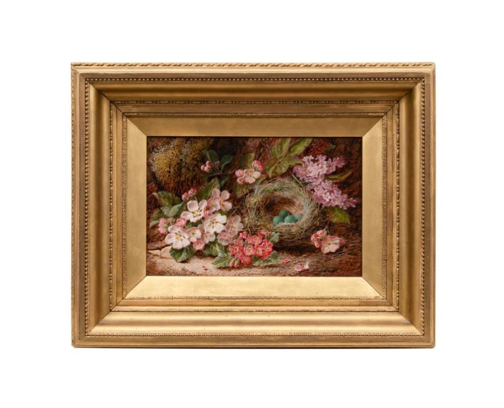 Oliver Clare comparable auction result: oliver clare birdnest and flowers c 1885 o p