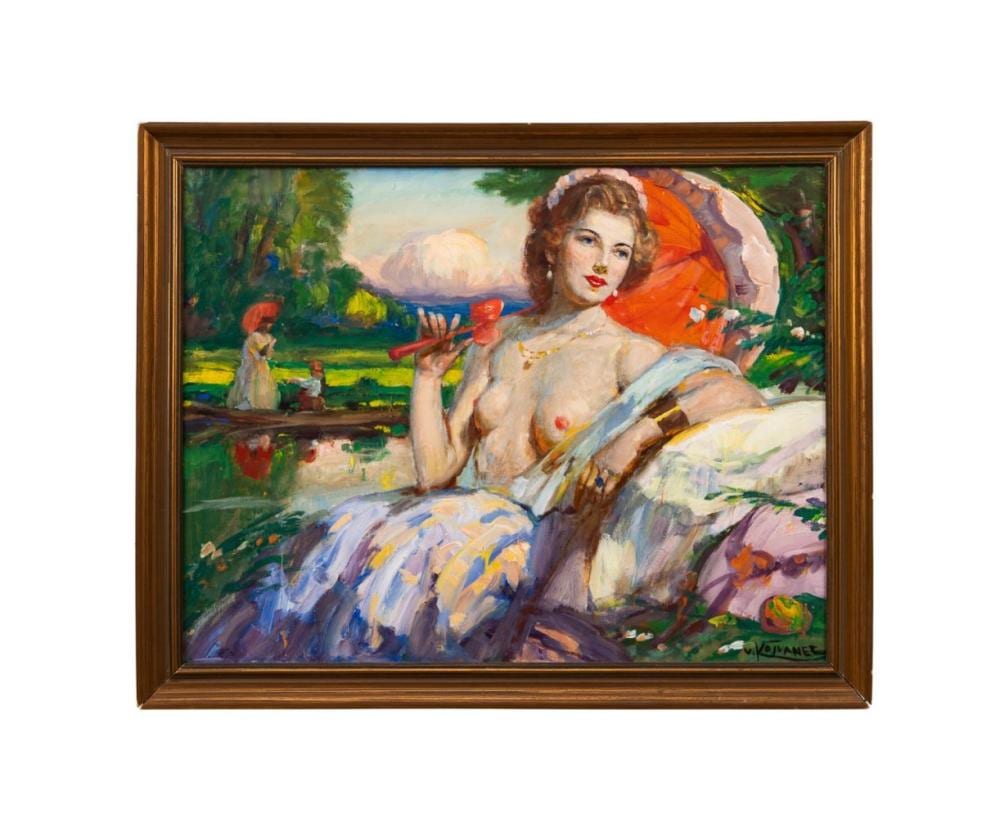Vlastimil Kosvanec comparable auction result: vlastimil kosvanec reclining nude in landscape
