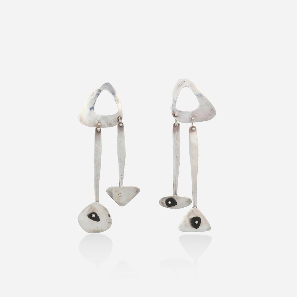 Ed Wiener comparable auction result: ed wiener sterling silver and wood earrings