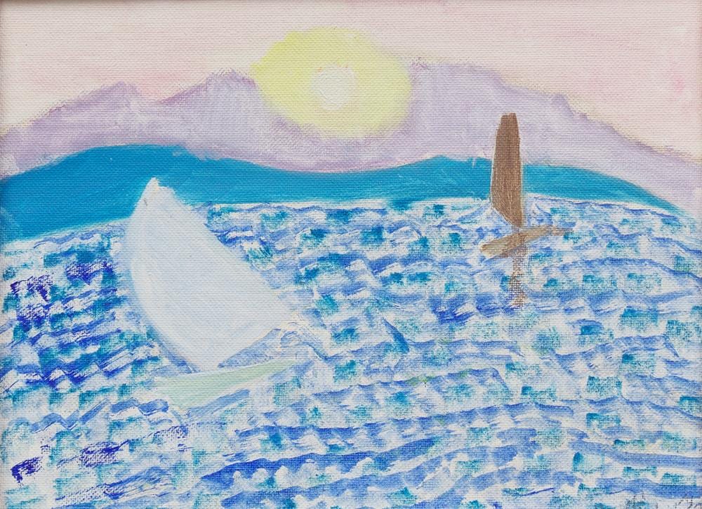 Sally Michel Avery comparable auction result: sally michel avery american 1902 2003 sails in sunset sea 1982