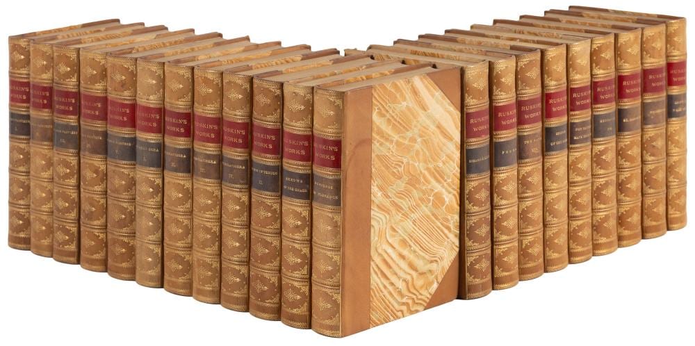 John Ruskin comparable auction result: 21 nicely bound volumes by john ruskin