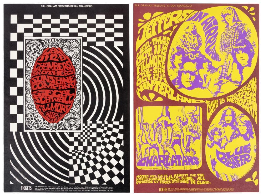 Bonnie MaClean comparable auction result: two 1967 bonnie maclean posters for bill graham bg 88 op 1 bg 102 op 1
