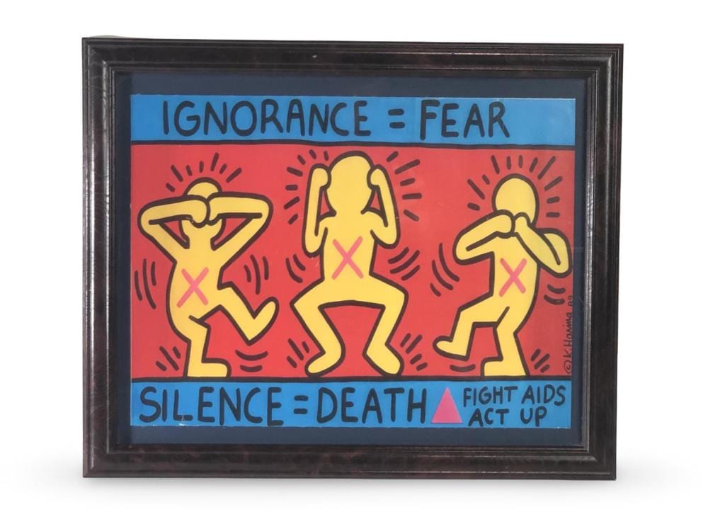 Keith Haring Ignorance is Fear Serigraph on Canvas sold by Monarch Auction and Estate Services, lot 1102 — auction record photograph