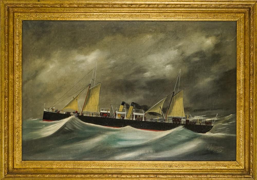 Alfred Jansen comparable auction result: alfred jansen nl 1859 1935 steam ship in a squall