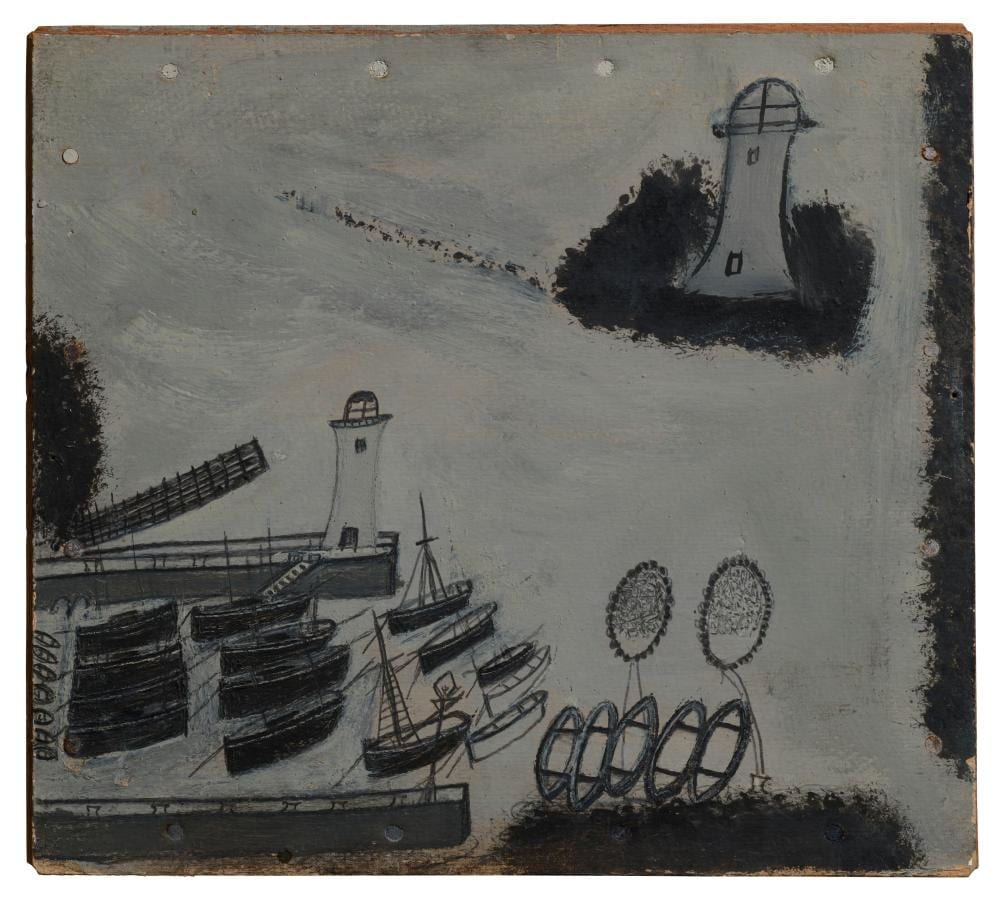 Alfred Wallis comparable auction result: alfred wallis 1855 1942 st ives harbour oil on board13 x 14 in 33 x