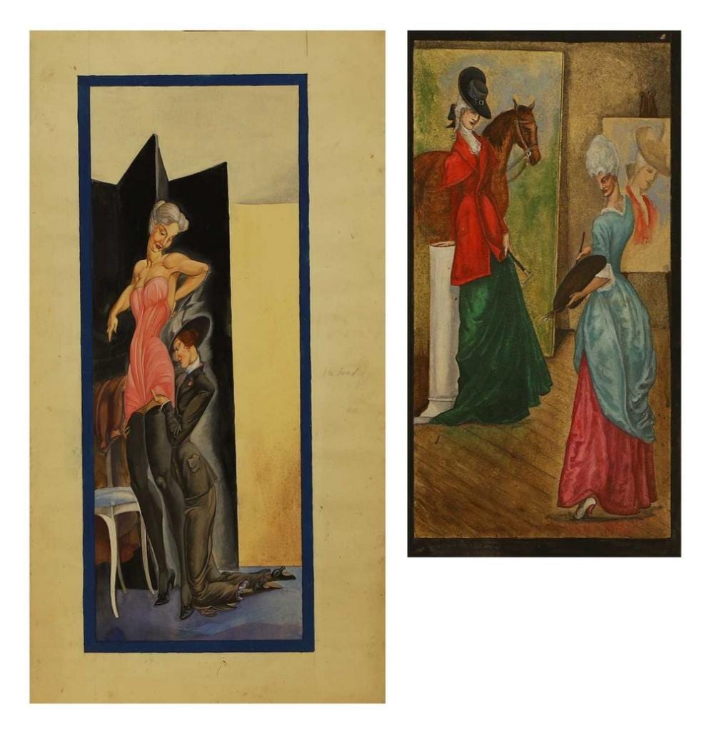 A. Victor O. Wood comparable auction result: albert victor ormsby wood irish british 1904 1977 two paintings one of a lady getting dressed the other of a portrait sitting